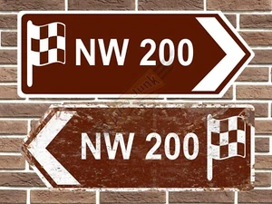 North West 200 Motorrad Straßenrennen NW200 Metall Straßenschild Garage Schild Mann Höhle - Bild 1 von 2