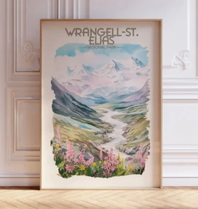 Wrangell St. Elias Nationalpark Aquarell Reise Poster - US Nationalparks - Bild 1 von 11