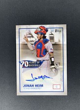 2021 Topps - JONAH HEIM - Rookie Auto 70 Years of Baseball #70YA-JH Rangers