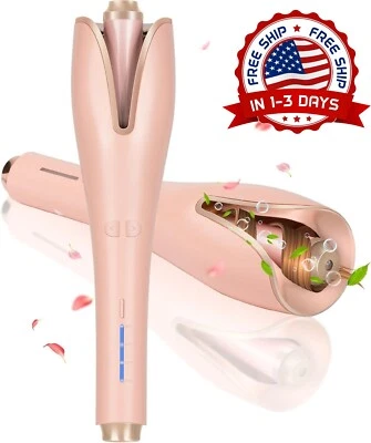 Rizador De Pelo Cermica Con Onda Hierro Varita Para Cabello Rizado Color Rosa US - Image 1 of 4