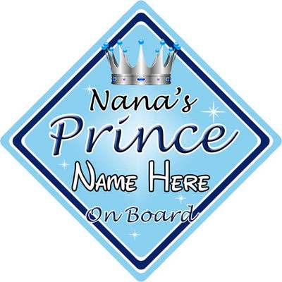 Letrero de coche bebé a bordo ~ Nanas Prince a bordo ~ L.Blue - Personalizado