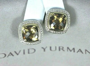 $2,600 David Yurman Albion 18K Gold Silver Champagne Citrine Diamond Earrings - Picture 1 of 6