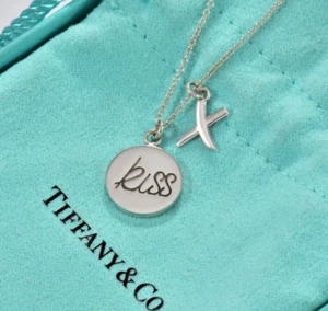 Tiffany & Co Silver Paloma Picasso Graffiti Hug Kiss X Two Pendant 16" Necklace - Picture 1 of 9