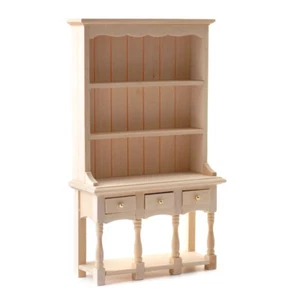 Dollhouse Kitchen Hutch Cupboard with Pot Shelf 1:12 Scale Furniture Unpainted - Picture 1 of 2