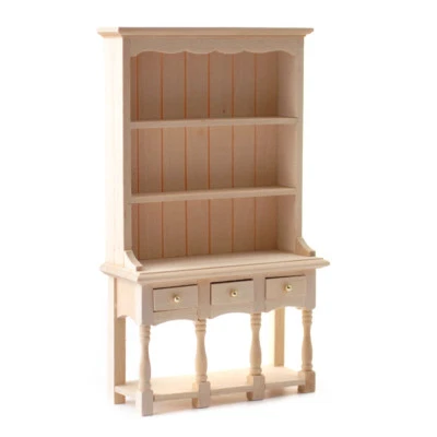 Dollhouse Kitchen Hutch Cupboard with Pot Shelf 1:12 Scale Furniture Unpainted - Image 1 of 2
