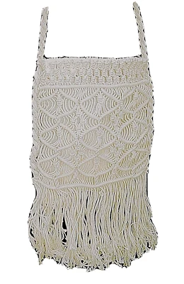 Nuevo Cartera Bolso de Hombro Hecho a Mano Cáñamo Macramé Lino-Buff Forrado con Flecos Boho Foto 1 de 4