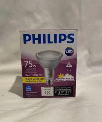 Philips 10W LED Dimmable Indoor /Outdoor Flood Light Bulb 850 Brite- New PAR30L - Image 1 of 4