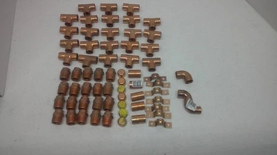 Lot 65-Pcs EPC NIBCO Copper Tee Caps Fittings 1/2" ID/5/8" OD Sweat Solder NEW - Image 1 of 4