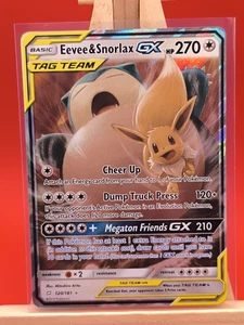 Eevee & Snorlax GX 120/181 Team Up Ultra Rare Holo Pokemon Card  - Picture 1 of 14