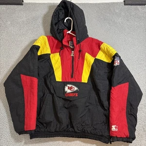 VTG Kansas City Chiefs Sz L NFL Football Proline Starter Jacket Pullover 1/4 Zip - Picture 1 of 9