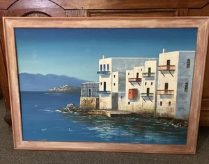 Oil Colour Painting Greece Santorini Style - Picture 1 of 5