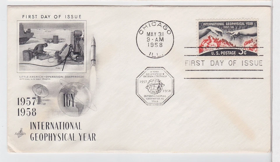 TurtlesTradingPost- Geophysical Year 1958 FDC #1107- Artcraft Cachet - Image 1 of 1