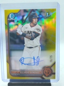 2022 Bowman Chrome Ricardo Genoves Auto Yellow Refractor /75 - Bild 1 von 2
