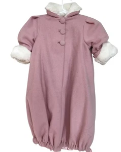 Sombrero vintage Helena Bunting bebé niña talla 9 meses rosa blanco imitación piel - Imagen 1 de 6