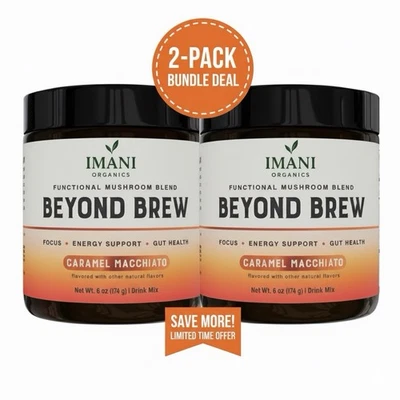 PACK DE 2 CARAMELOS Beyond Brew Champiñones Café 7 en 1 Cacao Energía/Enfoque/Bueno/Mental! Foto 1 de 4