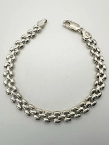SU 925 Italy Panther Bracelet 6.5mm Men's Women Chain 7.25” Br39 - Picture 1 of 6