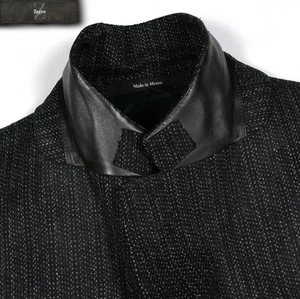 Zegna "City" Wool /Cashmere Blazer w/ Leather Trim Men's 40S Salt & Pepper Fleck - Picture 1 of 12