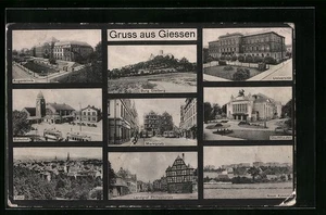 AK Giessen, Burg Gleiberg, die Augenklinik, Strasenbahn vor dem Bahnhof, Stadtt - Picture 1 of 2