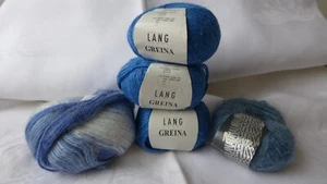 250G Greina-Lang Yarns Schurwolle, Nuovo-Lana Grossa und Alpaca-Mohair blau-weis - Bild 1 von 14