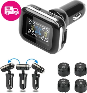 Wireless TPMS Tire Pressure Monitor with 4 Waterproof Sensors Real-Time Display - Picture 1 of 12
