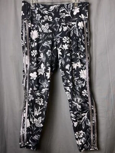 OLD NAVY Active Go-Dry Black Floral Silver Striped Joggers Mid Rise Womens Sz XL - Picture 1 of 14