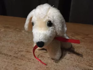 VINTAGE 1984 A 1 NOVITÀ CO PELUCHE CANE NASTRO ROSSO / ERRATO052 - Foto 1 di 8
