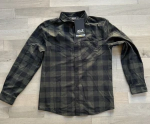 Jack Wolfskin Regular Fit Shirt Men's Size Medium Red River Shirt Flannel Green - Picture 1 of 9
