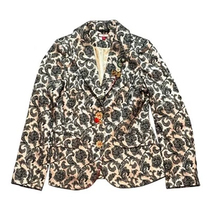 Joe Browns Floral Blazer Women's UK 12 Rose Black Pink Stitch Button Embroidered - Picture 1 of 15