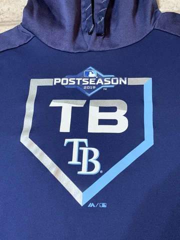 Tampa Bay Rays Post Season 2019 Short Sleeve Hooded Pullover Mens XL Cover
