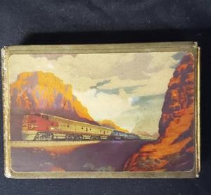 Vintage US Playing Card Co Santa Fe Train Playing Cards X-1917 w Storage Box - Picture 1 of 9