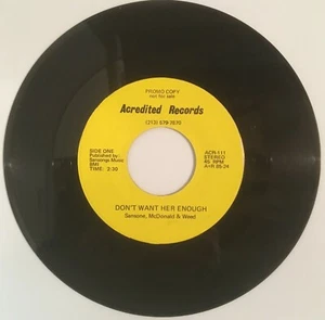 SANSONE MCDONALD & WEED Don't Want Her Enough  RARE Private Folk Psych 45   - Imagen 1 de 2