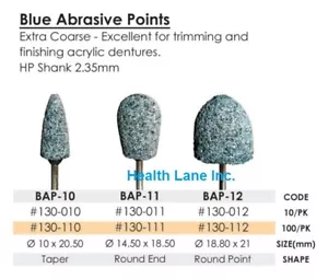 Meta BesQual Dental Blue Abrasive Points Extra Coarse HP for Acrylic Dentures - Picture 1 of 4