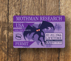 Mothman Research Permit 2x3.5 Decorative Wallet Metal Card Man Cave Hunting