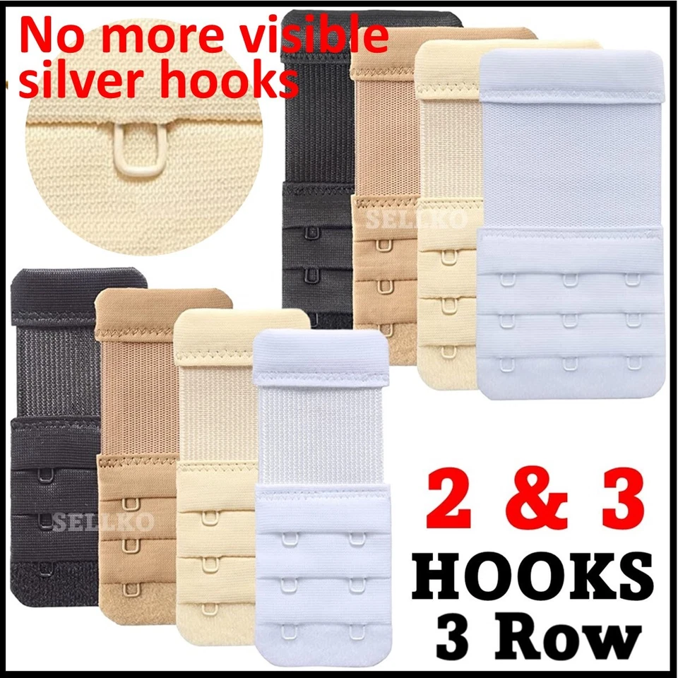 Bra Extender 2 3 Hooks Elastic Extension 4 Colours Bra Strap Strapless Underwear - Image 1 of 1