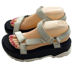 TEVA Leather Platform Sandals Size 8 Zamora Universal Adjustable Open Toe - Picture 1 of 11
