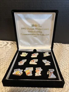 Prendedor conmemorativo limitado olímpico de invierno M&M 1992 colección 10 pines  - Imagen 1 de 14