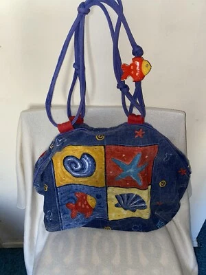 Sun n Sand Canvas Atlantis Paradise Island Large Beach Tote Bag, Fish 20x 14 - Image 1 of 4