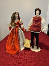 Franklin Heirloom Collection Romeo & Juliet Dolls w/ Stand Handpainted Porcelain