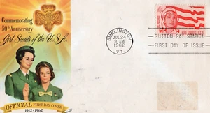 1962 #1199 Girl Scouts 50 aniversario de Estados Unidos FDC CON CACHÉ OFICIAL FLEETWOOD - Imagen 1 de 1
