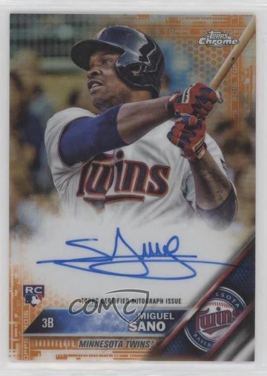 2016 Topps Chrome Rookie Auto Orange Refractor /25 Miguel Sano #RA-MS Auto RC - Image 1 of 2