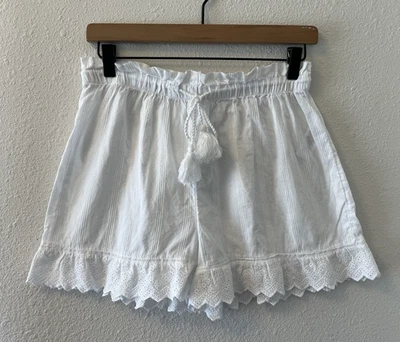 Pantalones Cortos Para Mujer Shabby Chic Talla M Blanco Algodón Bordado Dobladillo Cottagecore Boho Foto 1 de 4