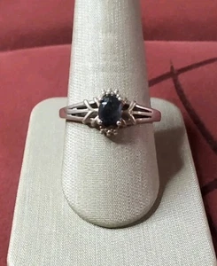 NV 925 Signed Sterling Silver Dark Blue Cubic Zirconia Cocktail Ring Size 10.5 - Picture 1 of 9