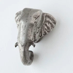 Statua da appendere vintage in metallo peltro 2,5" testa di elefante decorazione da parete - Foto 1 di 6