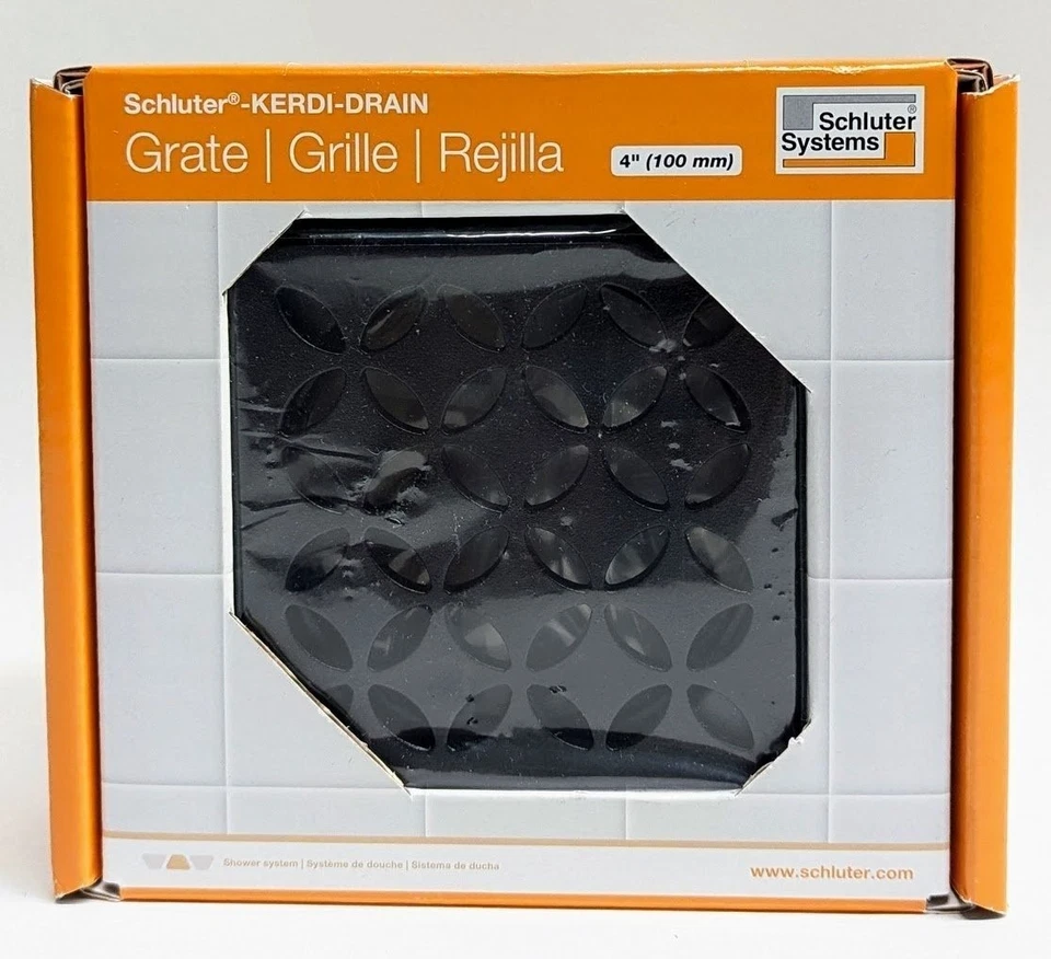 Rejilla cuadrada Schluter Systems Kerdi-Drain 4" - negro mate floral KDIF4GRKMGSD5 Foto 1 de 1