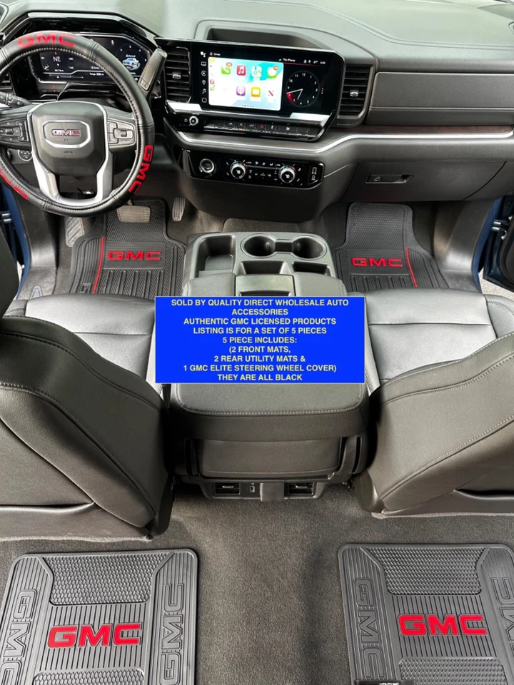 JUEGO: Alfombrillas GMC y CUBIERTA DEL VOLANTE Todo Clima Auténticas GM MEJOR Regalo Foto 1 de 4