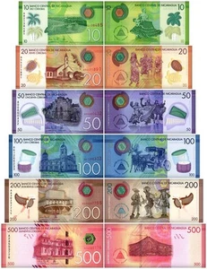 Nicaragua 10-500 Cordobas 6 Pieces Set, 2014-2022, P-209a.2-214, UNC - Picture 1 of 7