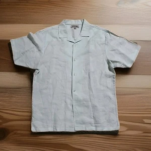 Camicia Stacy Adams XXL 100% lino chiave verde lime 48" petto con bottoni - Foto 1 di 8