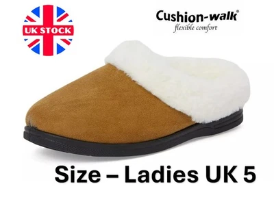 Slippers Ladies Womens Slip On Fleece Lined SIZE 5 Non Slip Sole Open Comfort - Image 1 of 4