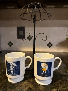Vintage Morton's Salz Metall Schirmständer Baum mit 2 Kaffeetassen Tasse Logo 1914 1956 - Bild 1 von 5