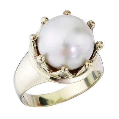 Christ Ring Mabé Perle Diamanten 585er Gelbgold - Bild 1 von 3